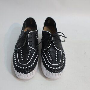 Womens Silent D Brodies Black, White Platform Leather Sneakers 37/US 6.5